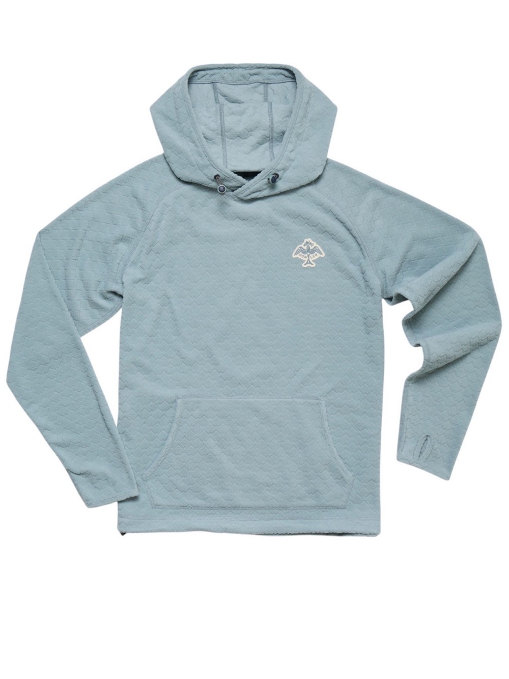 NWT Patagonia Light Blue Duo Fleece Pullover Hoodie w Chest Logo Sz L $99